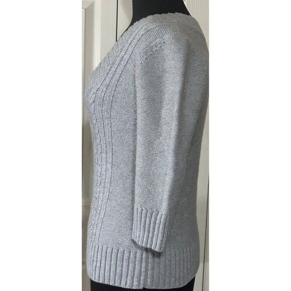Women's Express Brand Light Gray Knit Pullover Sweater Acrylic Wool Blend Size M - Picture 5 of 13